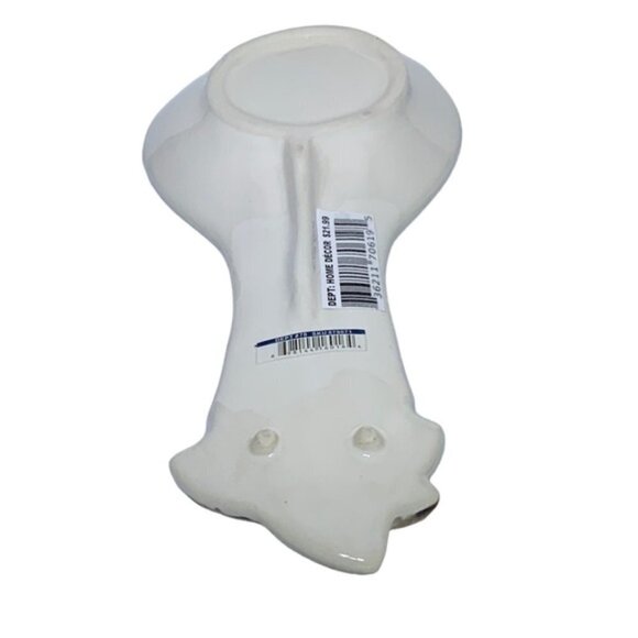 Spoon rest Pumpkin Autumn Harvest Hand Painted Artisan Functional Art White - Picture 5 of 13